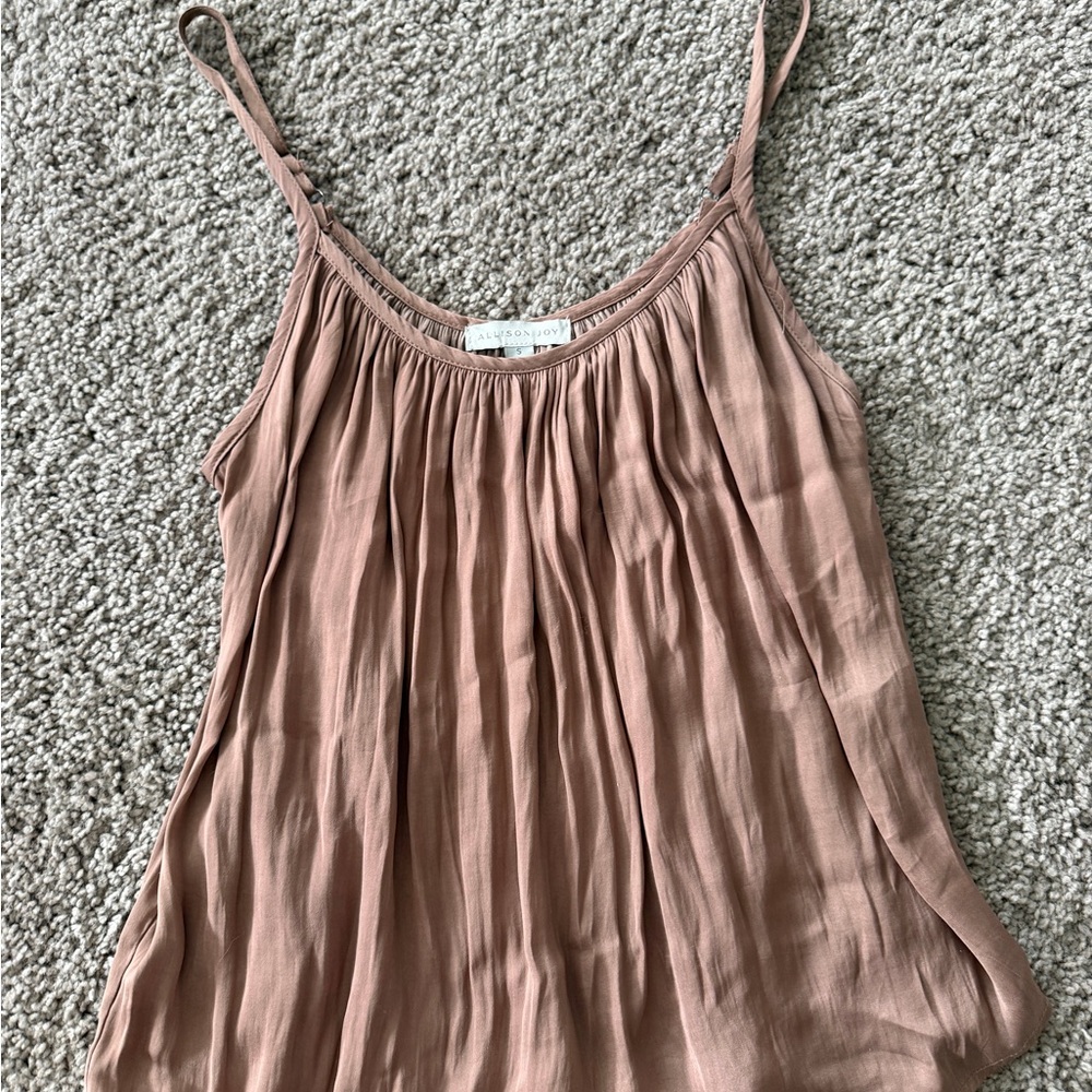 Allison Joy Pleated Mauve Pink Spaghetti-Strap Camisole